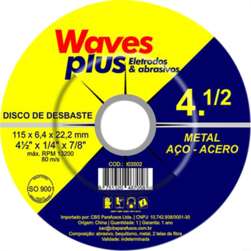 Disco Desbaste Waves 4.1/2X7/8