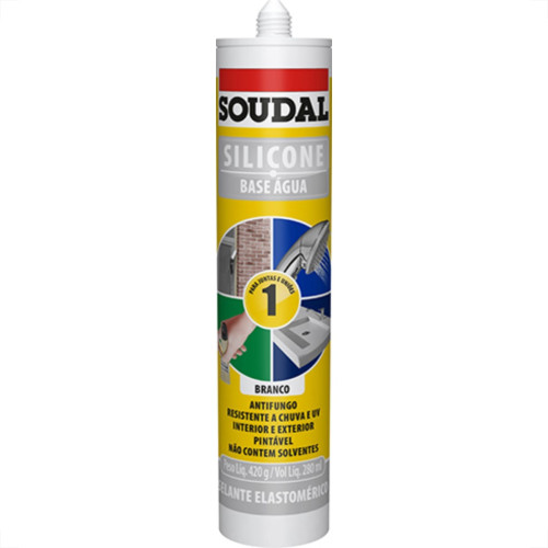 Cola Silicone 420G Soudal Base Agua Branco