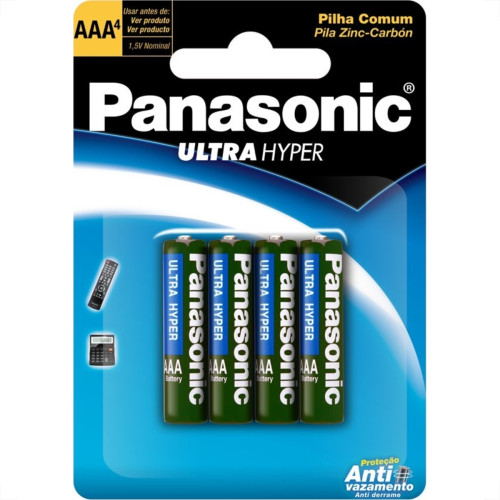 Pilha Panasonic Palito Aaa Cartela 4 Pecas R03Ual/4B400