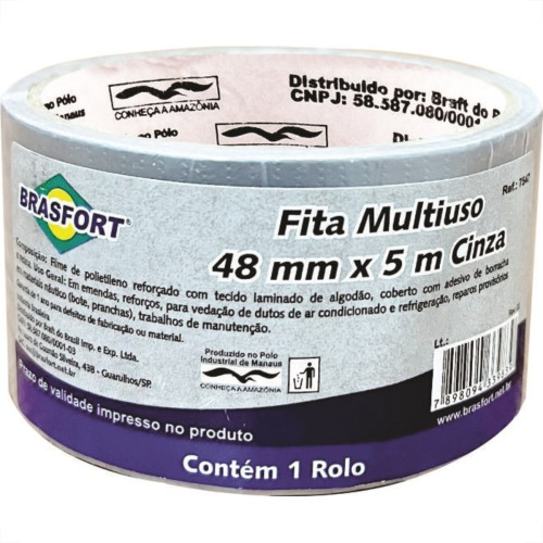 Fita Silver Tape Brasfort Multiuso 48 X 5M Cinza 7547