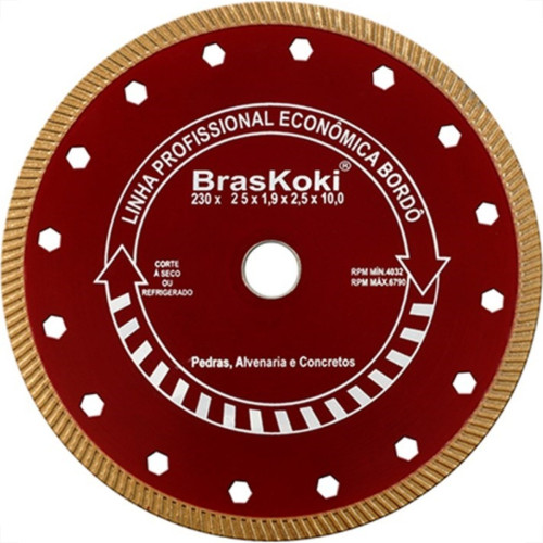 Disco Diamantado Braskoki 230Mm Turbo Jet Bordo Seco/Agua 