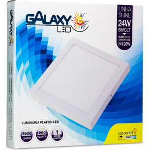 Luminaria Led Plafon Galaxy Externo Quadrado 24w 3000k 27,7cm 2062s