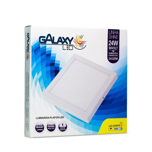 Luminaria Led Plafon Galaxy Externo Quadrado 24w 3000k 27,7cm 2062s