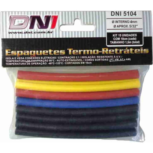 Espaguete Termo Retratil Dni 4Mm Com 15Pecas 5104