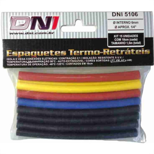 Espaguete Termo Retratil Dni 6Mm Com 15Pecas 5106