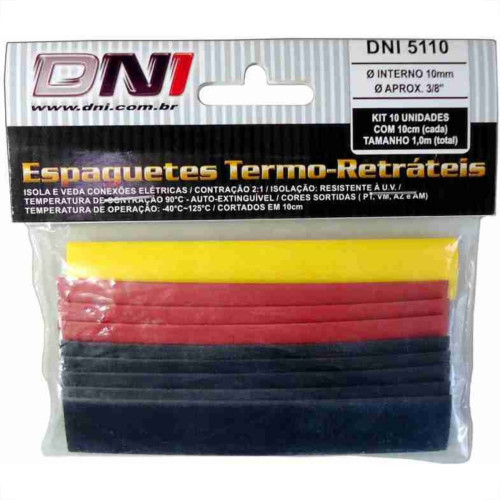 Espaguete Termo Retratil Dni 10Mm Com 10Pecas 5110