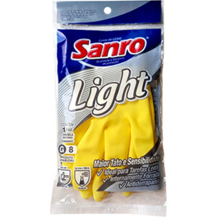 Luva Sanro Light Amarela Tam.M Par 