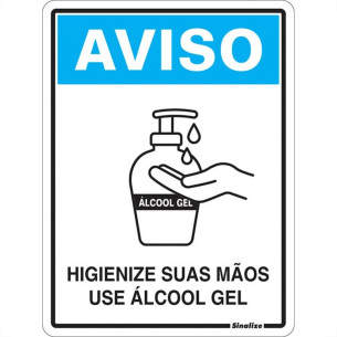 Placa Sinalizacao Poliestireno 15X20 ''Use Alcool Em Gel''  Cov02