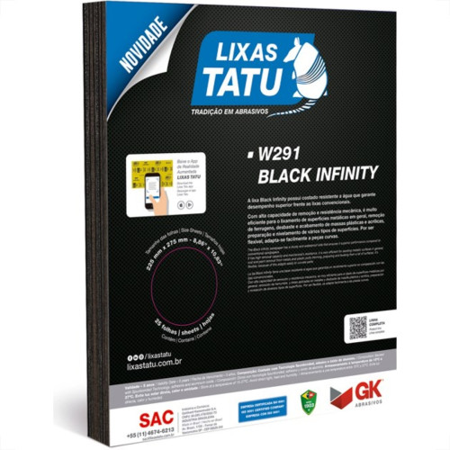 Lixa Black Infinity Tatu 150 Agua/Ferro/Massa W29101500025 - Kit C/25 