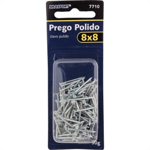 Cartela Prego Aco Polido Brasfort Com Cabeca  08X08 (1,20X18mm) Cartela Com 30 Gramas 7710