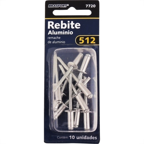 Cartela Rebite Brasfort Aluminio Repuxo 512 Cartela Com 10 Pecas 7720