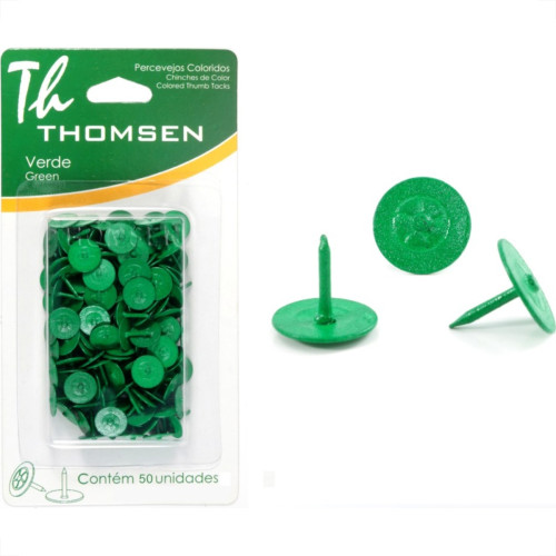 Percevejo Thomsen Verde Cartela Com 50 Pecas Pc-023