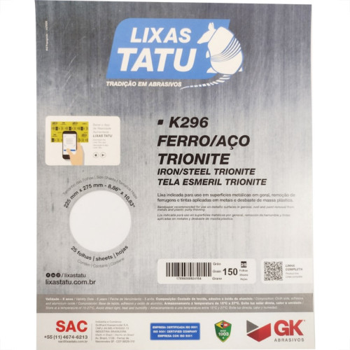 Lixa Ferro Tatu 150 Trionite K29601500025 - Kit C/25 