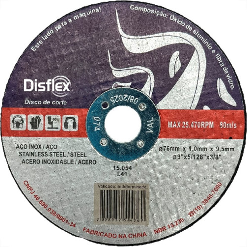 Disco De Corte Para Inox Disflex Extra Fino 3''X1,0X3/8 15.054 - Kit C/10 