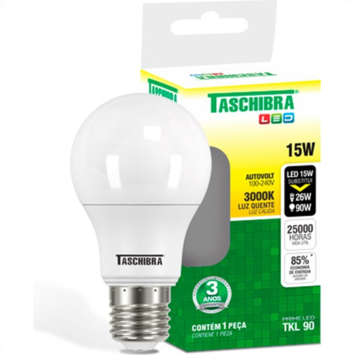 Lampada Led Bulbo Taschibra 15W 3000K 