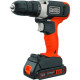 Furadeira/Parafusadeira Black & Decker 3/8''20V Max Bateria Litio 2 Velocidades Bcd702C1-Br