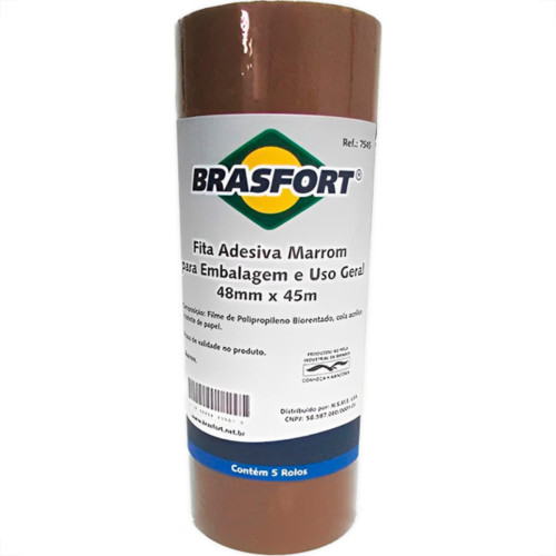 Brasfort Fita Adesiva P/Emb.Marrom  48X 45 - Kit C/5 Un