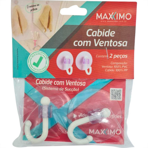 Maxximo Cabide C/Ventosa Pvc C/02Pc -Mx073