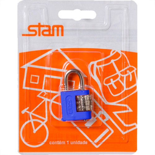 Stam Cadeado C/Segredo  25Mm Cart.Azul