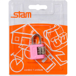 Stam Cadeado C/Segredo  25Mm Cart.Rosa