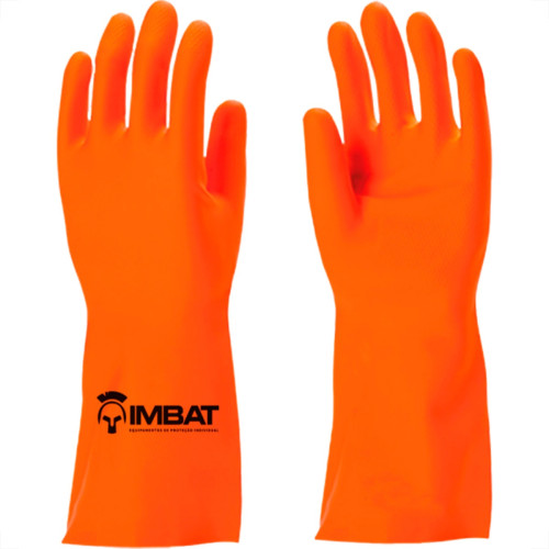 Imbat Luva Latex  Forrada Laranja 09 - Kit C/12 Pr