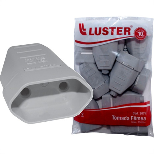 Pino Femea Luster 2 Polos 10A. Cinza 2075 - Kit C/10 Pecas