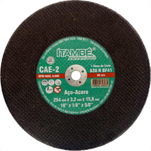 Disco Corte Ferro Itambe 10'' X1/8''X5/8''- 2 Telas Cae-2