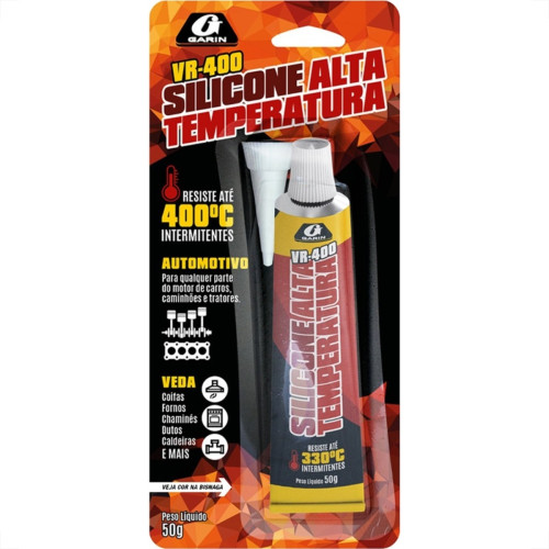 Silicone Bond Garin Alta Temperatura Bisnaga Vermelha 50G Blister