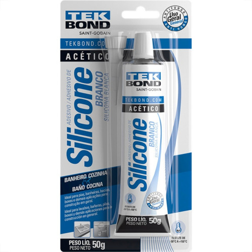 Silicone Tekbond Acetico 50G. Branco Blister