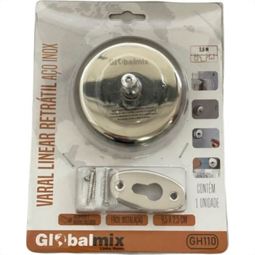 Varal Automatico Globalmix Redondo Retratil Aco Inox 2,8M