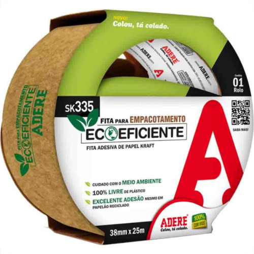 Fita Adesiva Embalagem Adere Papel Kraft Marrom Sk335 Eco 38Mm X 25M