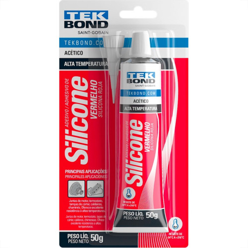 Silicone Tekbond Alta Temperatura 50G. Vermelho