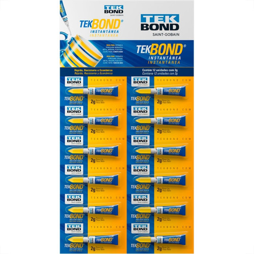 Cola Instantanea Tekbond 2G. Cartela Com 12 Pecas