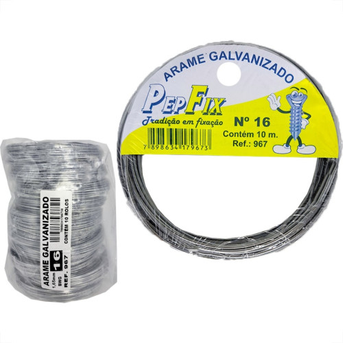 Arame Galvanizado Pepfix No.16 Rolinho 10M Com 10 Pecas