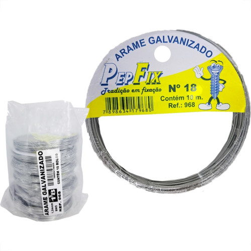 Arame Galvanizado Pepfix No.18 Rolinho 10M Com 10 Pecas