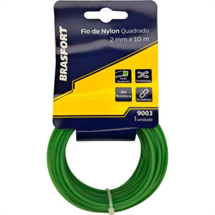 Fio De Nylon Para Aparador De Grama Brasfort Verde Quadrado 2,0Mmx10M