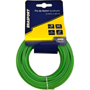 Fio De Nylon Para Aparador De Grama Brasfort Verde Quadrado 3,0Mmx10M