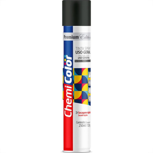 Spray Chemicolor Preto Brilhante 250Ml/120G.