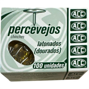 Percevejo Latonado Acc - Caixa Com 100 Pecas - Kit C/10 Caixas