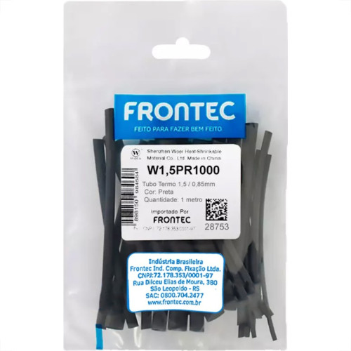 Tubo Termocontratil 1,5Mm / 0,85Mm Preto Pacote Com 1 Metro - W1,5Pr1000