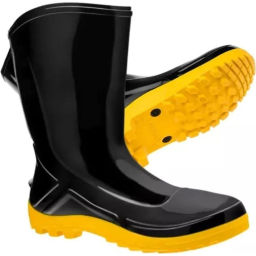 Bota Pvc Marluvas Vulcaflex Preta/Amarela No.44 Com Meia