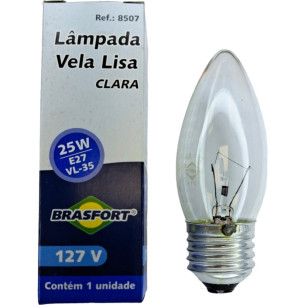 Lampada Vela Lisa Brasfort 25Wx127V. Clara - Kit C/10 Pecas