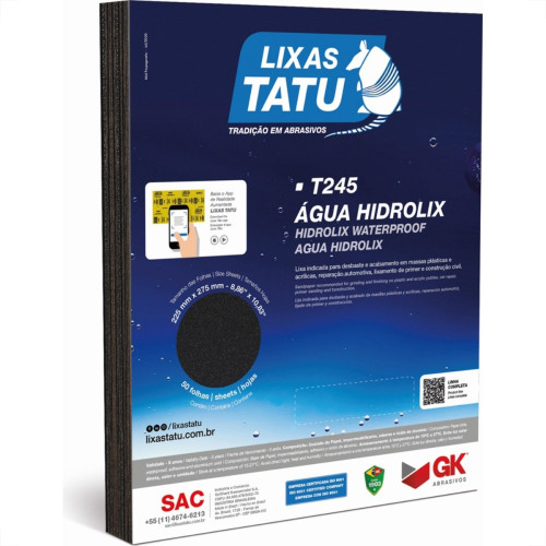 Lixa D Agua Tatu Hidrolix Gk 100 - Kit C/50 Folhas