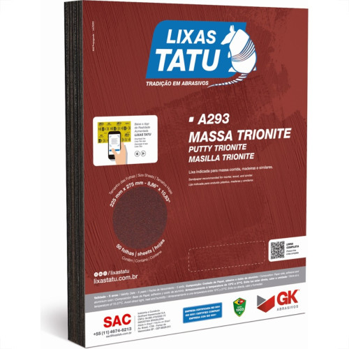 Lixa Massa Trionite 100 - Kit C/50 Folhas