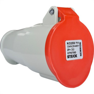 Acoplamento Industrial Femea Steck Newkon 2 Polos+Terra 380V. A 440V. 32A. Vermelho N3259