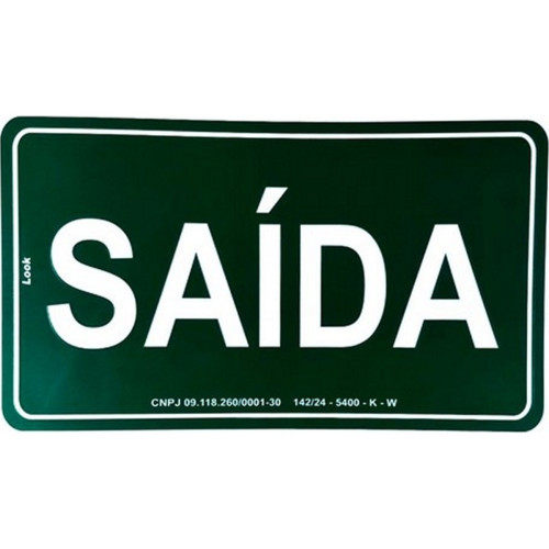 Placa Look 15X25Cm Fotoluminescente(Saida) - Kit C/5 Pecas