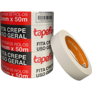 Fita Crepe Adere Uso Geral 423 - 24Mm X 50M - Kit C/5 Pecas