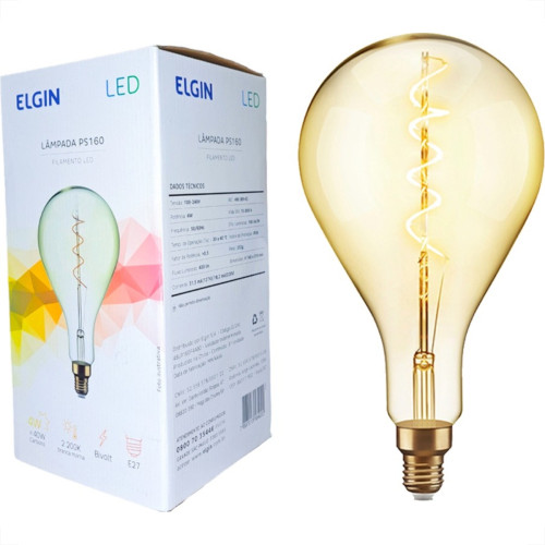 Lampada Filamento De Led Elgin Ps160 - 4W. 2200K E-27 Bivolt