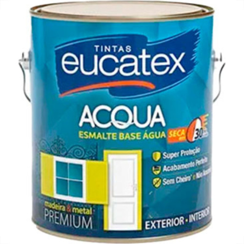 Tinta Esmalte Eucatex Brilho Base Agua.3,6 Preto