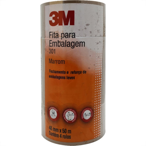 Fita Adesiva P/Embalagem Marrom 3M 48 X 50 - Kit C/4 RL